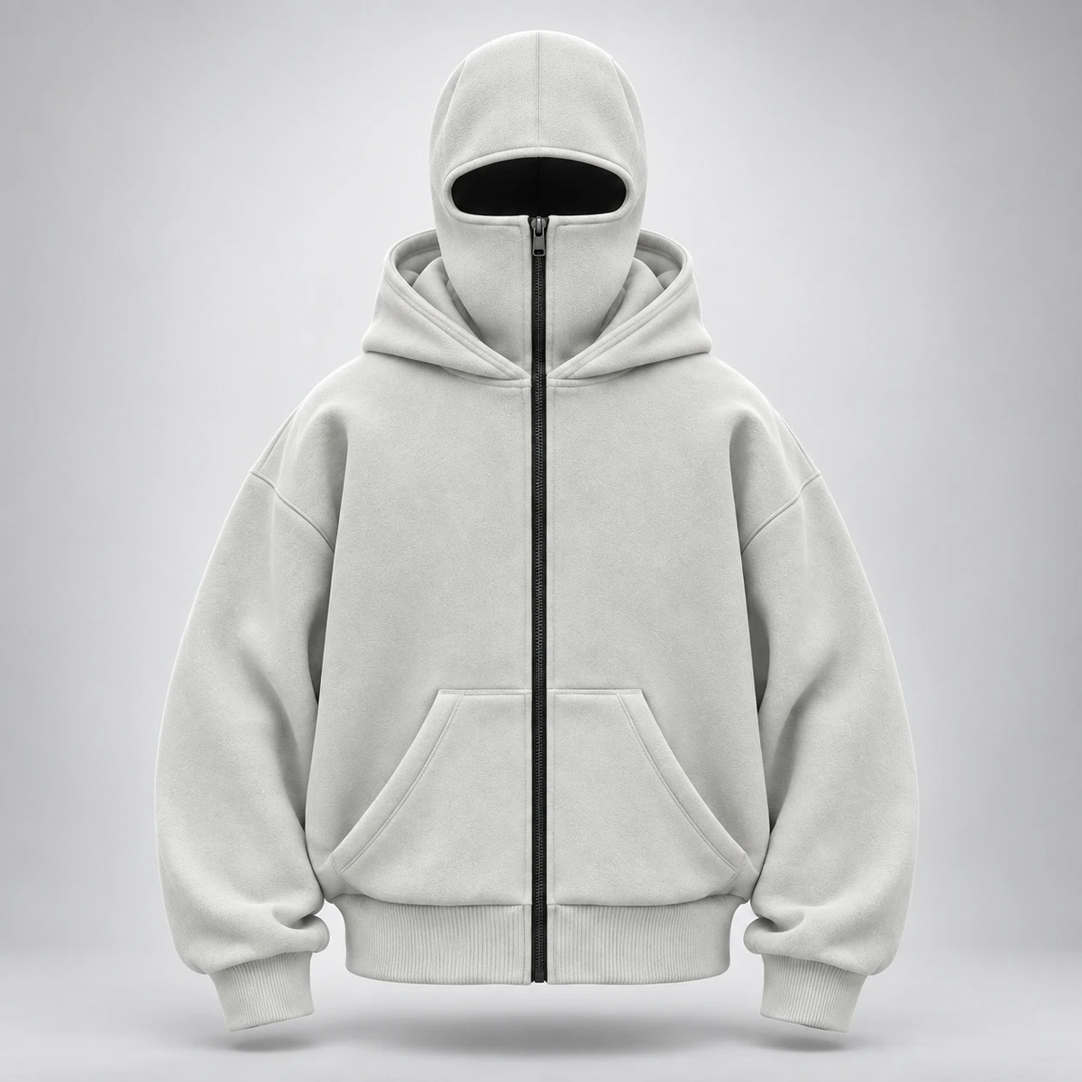 Hoodie Cagoule gris clair, fermeture noire